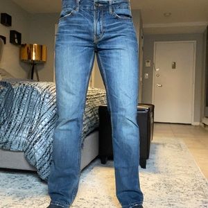 Slim straight blue jeans